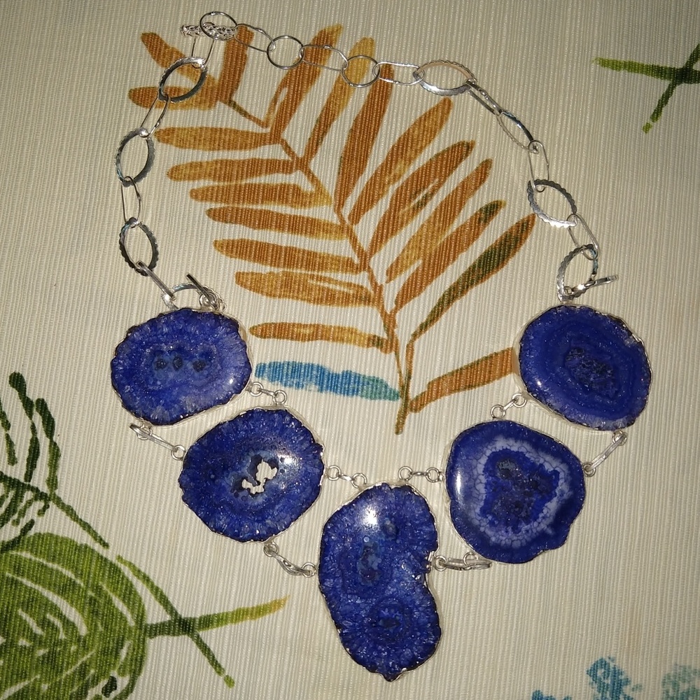 Blue solar Quartz drusy necklace